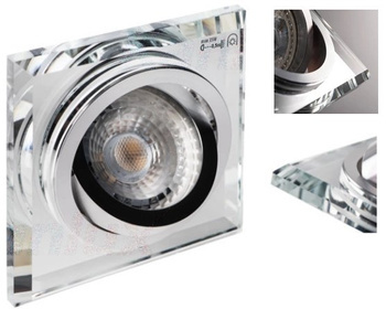 KANLUX Szklane Oczko Sufitowe Oprawka Ozdobna Szkło 10W MORTA Srebrna