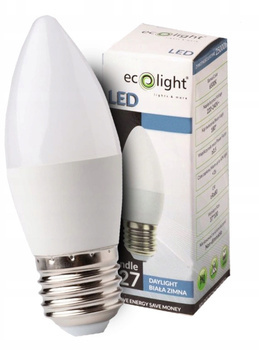 Żarówka LED Ledowa Świeczka 3W Gwint E27 Biała zimna 6500K