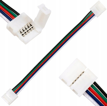 Złączka LED RGBW 12 mm dwustronna z przewodem 10cm 5PIN IP20
