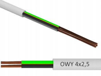 Przewód Kabel OWY 4x2,50 linka elastyczna Biała