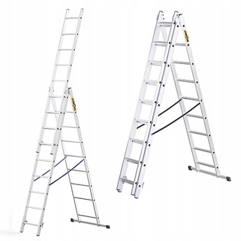 Drabest Drabina Domowa Aluminiowa Wielofunkcyjna 3-Elementy 10 Stopni 150Kg
