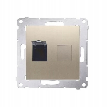 SIMON 54 Gniazdo Pojedyncze Komputerowe RJ45 z Przesłoną Kurzową Złoty Mat