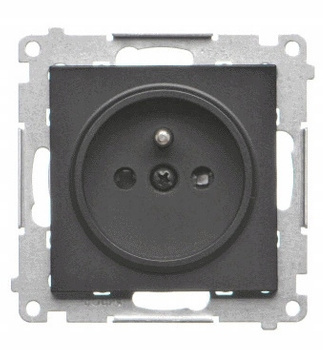 Simon 55 Gniazdo Pojedyncze Ścienne z Uziemienie Podtynkowe Czarne Mat