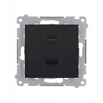 Simon 54 Podwójna Ładowarka USB Quick Charge 3,1A 5VDC Czarny Mat
