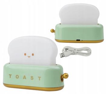 Lampka Nocna LED Bezprzewodowa Toster Zielony dla Dzieci Ciepła + Kabel USB