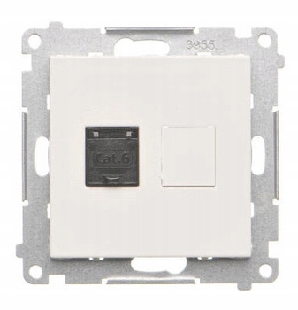 Simon 55 Gniazdo Pojedyncze Komputerowe Internetowe RJ45 Podtynk Białe Mat