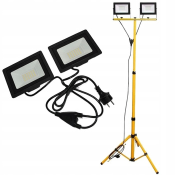 Naświetlacz Halogen LED 2 x 50W Statyw Budowlany