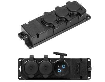 Listwa Rozgałęźnik Przedłużacz Potrójne Gniazdo Hermetyczne Gumowe Czarny