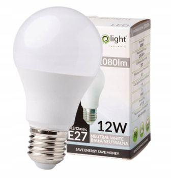 Żarówka LED ledowa E27 12W 1080lm Barwa Naturalna