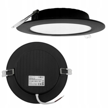 Oprawa Podtynkowa Plafon Lampa LED Sufitowa Okrągła Czarna 12W 4000K 17cm