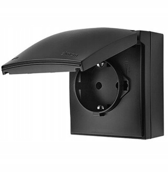 SIMON AquaClick Gniazdo pojedyncze Schuko Natynkowe 1x Klapka