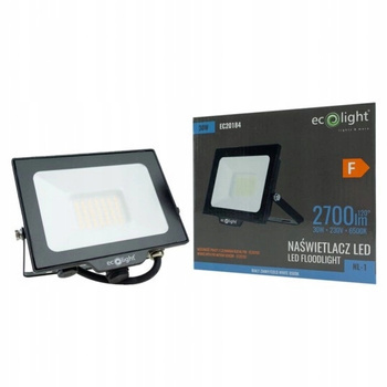 EcoLight Naświetlacz LED Zewnętrzny Wewnętrzny Halogen 30W 6500K do Garażu