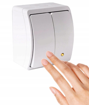 KOALA Łącznik Podwójny Podświetlany Bryzgoszczelny Natynkowy Biały