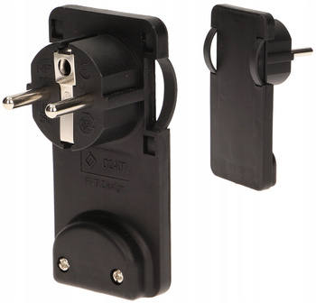 Wtyczka Elektryczna Płaska Wtyk Uni-Schuko z Uchwytem Rozbieralna Czarna