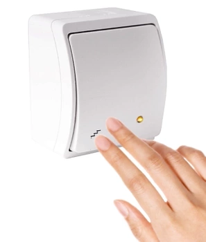 Łącznik Schodowy Włącznik Hermetyczny Podświetlany Natynkowy Biały IP44