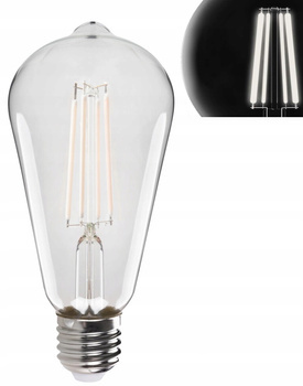 Kanlux Żarówka LED Ozdobna Biały Filament ST64 7W=60W E27 Duży Gwint Ciepła