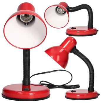 Lampka Biurkowa Szkolna Nocna Stołowa do Czytania E27 40W Czerwona