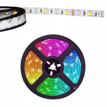 Taśma LED Kolorowe LEDY RGB + Neutralna Podświetlenie do TV Rolka 5m 72W