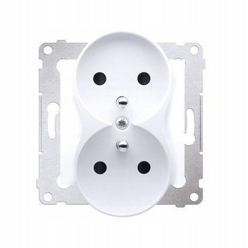 KONTAKT SIMON 54 Gniazdo Podwójne Ścienne z Uziemieniem Podtynkowe BIAŁE