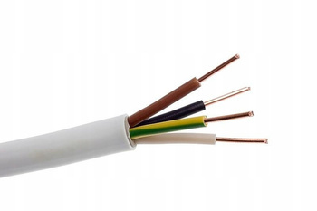 Przewód instalacyjny płaski podtynkowy Miedziany Biały 750V  YDY 4x4