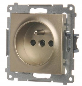 SIMON 54 Gniazdo Pojedyncze Ścienne z Uziemieniem Podtynkowe Złoty Mat