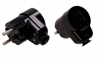 Wtyk Wtyczka Kątowa 2P z Gniazdem Bez Uziemieniem Rozbieralna 230V Czarna