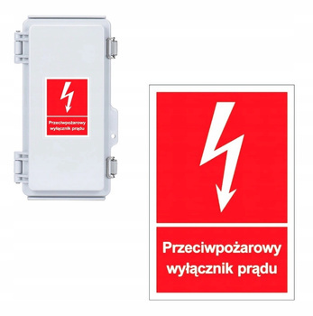 Tablica PVC Znak PRZECIWPOŻAROWY WYŁĄCZNIK PRĄDU
