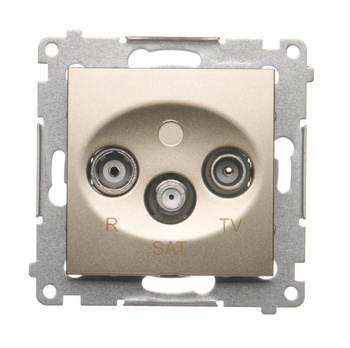 SIMON 54 Gniazdo Antenowe RTV-SAT Końcowe Podtynkowe ZŁOTY MAT