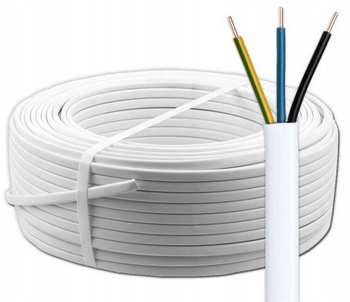 Przewód instalacyjna miedziany płaski podtynkowy YDYp 3x4 750V Biały