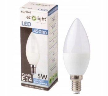 Żarówka LED Świeczka E14 Barwa Zimna 450lm 230V