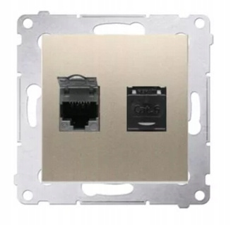SIMON 54 Gniazdo Podwójne Komputerowe Internetowe RJ45 Podtynkowe ZŁOTY MAT