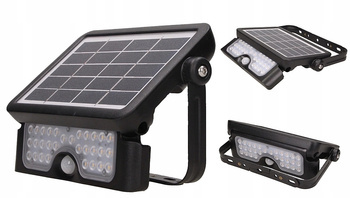 Hermetyczny Naświetlacz Solarny LUX LED 5W 4000K Czujnik Ruchu PIR Czarny