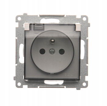 SIMON 54 Gniazdo Pojedyncze Bryzgoszczelne z Uziemieniem Klapką BIAŁE