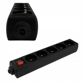 Listwa Zasilająca 5 gniazd Czarna z Włącznikiem 13A Gniazdo Przenośne