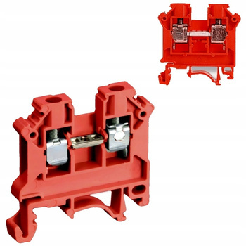Złączka Szynowa Gwintowa 6mm2 1 Tor na szynę TS35 TS32 Czerwona SIMET