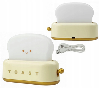 Lampka Nocna LED Bezprzewodowa Toster Żółty dla Dzieci Ciepła + Kabel USB