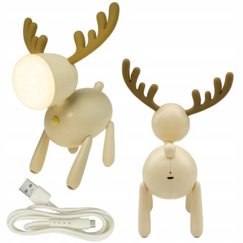 Lampka Nocna dla Dzieci Jelonek Brązowy Silikonowa+ Kabel USB Dotykowa 1W