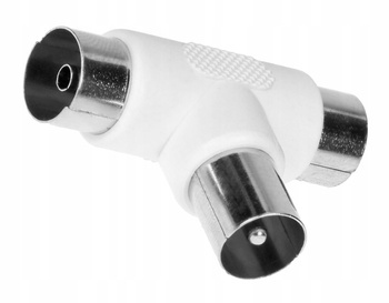 Rozgałęźnik Telewizyjny Złącze Antenowy Trójnik T SAT TV Wtyk + 2x Gniazdo