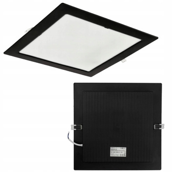 Oprawa Podtynkowa Lampa LED Sufitowa Kwadratowa Czarna 24W 29,5x29,5cm