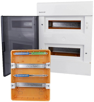 Rozdzielnica Podtynkowa Skrzynka z klapą i listwami N+PE Biała 2x12 SRp 24