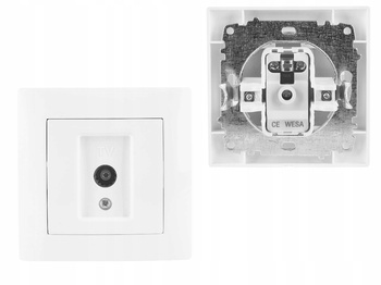 WESA Gniazdo Gniazdko Telewizyjne Antenowe TV Podtynkowe Białe