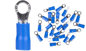 Końcówka Oczkowa Izolowana Kablowa Miedziana 2,5 mm2 M8 25 sztuk Niebieska