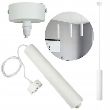 Lampa Wisząca Żyrandol Tuba Metal GU10 Biała