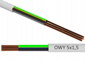 Przewód Kabel OWY 5x1,5 linka elastyczna Biała