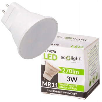 Żarówka LED Reflektorek Gwint MR11 Biała Ciepła 3000K 3W=25W 270 lm