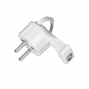 Wtyk Wtyczka Płaska Kątowa Uni-Schuko z Uziemieniem Uchem Rozbieralna Biała