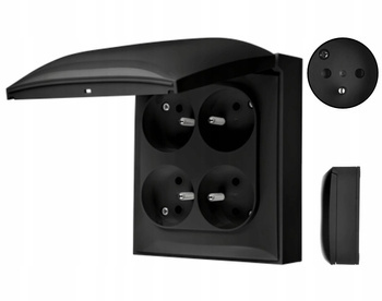 SIMON AquaClick Gniazdo Poczwórne z Klapką UziemieniemHermetyczne IP44