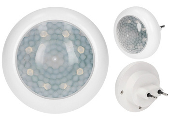 Lampka Nocna LED z Czujnikiem Ruchu Zmierzchu do Gniazdka Biała Zimna 40lm