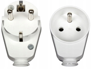 Wtyk Wtyczka Elektryczna Kątowa z Gniazdem Uziemieniem 16A Biała