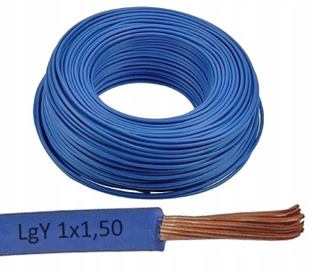 Przewód Kabel Elektryczny z linką giętką LgY 1x1,5mm 300/500V Niebieski
